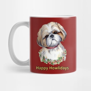 Happy Howlidays Shih Tzu Wreath Mug